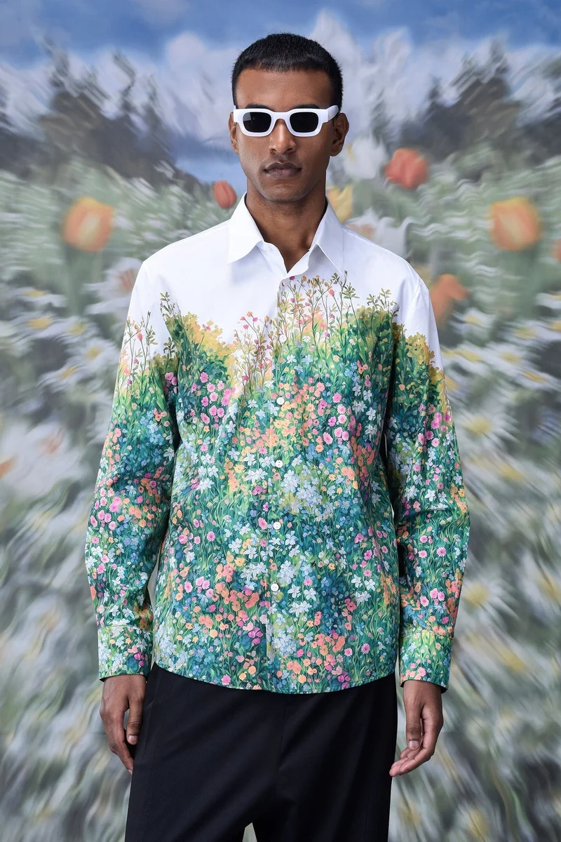 Genes Lecoanet Hemant Poplin Meadow Regular Fit Shirt